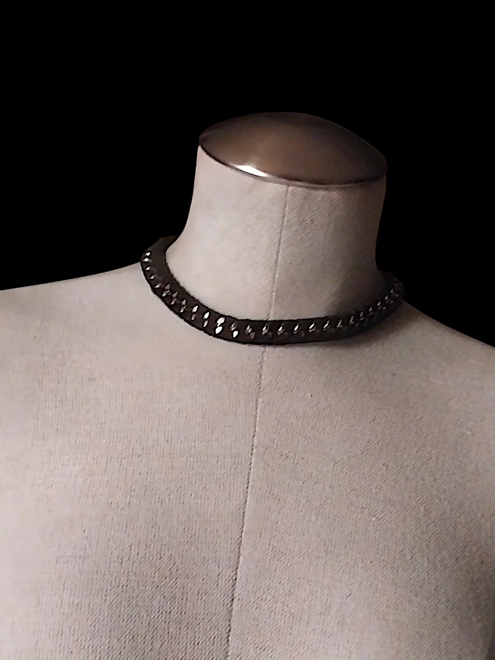 Black Fabric & Gold Woven Chain Statement Choker